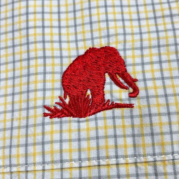 🔥Checked Yellow Gray Skull Artsy Painted Short Sleeve Button Up Shirt 2XL - Picture 5 of 15